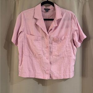 Buffalo David Button Light Pink Crop Top Shirt